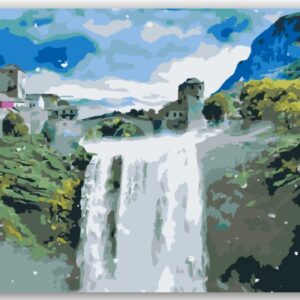 Diamond Painting Waterval voorbeeldafbeelding van het volledige ontwerp