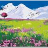 Diamond Painting Weide midden in de bergen voorbeeldafbeelding van het volledige ontwerp