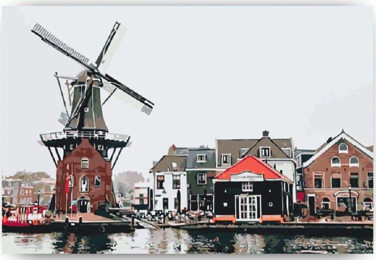 Diamond Painting Windmolen voorbeeldafbeelding van het volledige ontwerp