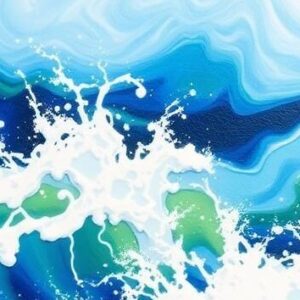 Diamond Painting Woeste golven, blauwe symfonie voorbeeldafbeelding van het volledige ontwerp