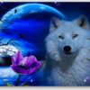 Diamond Painting Wolf met roos voorbeeldafbeelding van het volledige ontwerp