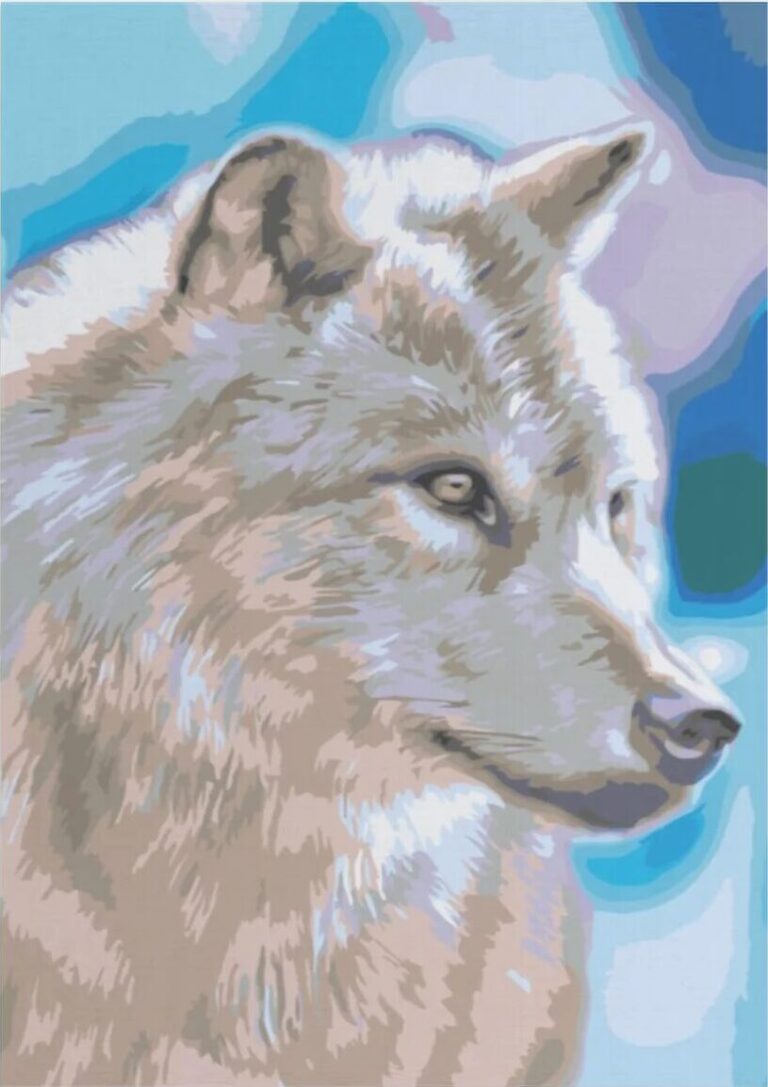 Diamond Painting Wolf profiel voorbeeldafbeelding van het volledige ontwerp
