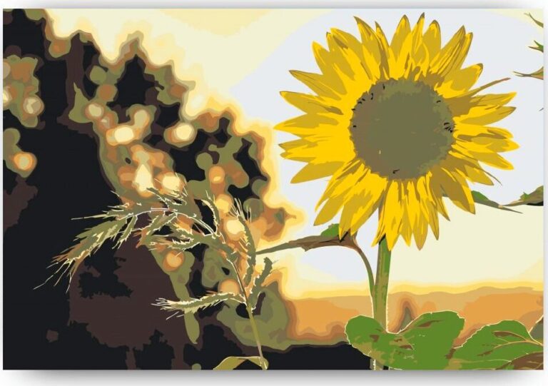 Diamond Painting Zonnebloemen in de wei voorbeeldafbeelding van het volledige ontwerp