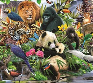 Diamond Painting Dieren Wereld voorbeeldafbeelding van het volledige ontwerp