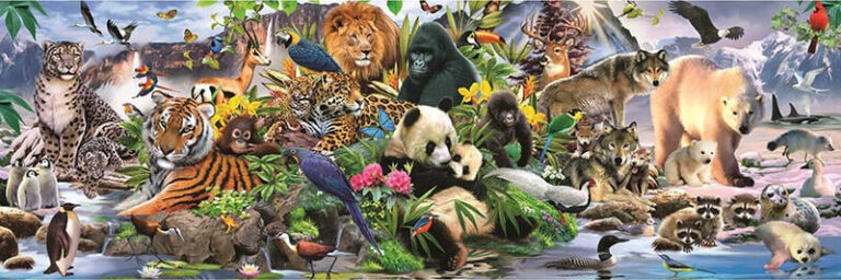Diamond Painting Dieren Wereld voorbeeldafbeelding van het volledige ontwerp
