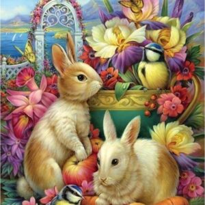 Diamond Painting Dieren met Pasen voorbeeldafbeelding van het volledige ontwerp
