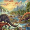 Diamond Painting Dinosaurussen voorbeeldafbeelding van het volledige ontwerp