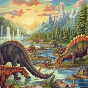 Diamond Painting Dinosaurussen voorbeeldafbeelding van het volledige ontwerp
