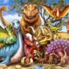 Diamond Painting Dinosaurussen Boom voorbeeldafbeelding van het volledige ontwerp