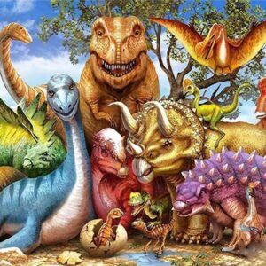Diamond Painting Dinosaurussen Boom voorbeeldafbeelding van het volledige ontwerp