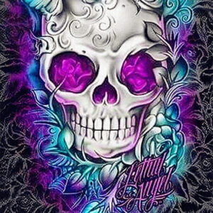 Diamond Painting Doodshoofd voorbeeldafbeelding van het volledige ontwerp