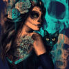 Diamond Painting Doodshoofd Vrouw voorbeeldafbeelding van het volledige ontwerp