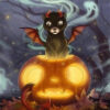 Diamond Painting Draakje Halloween voorbeeldafbeelding van het volledige ontwerp