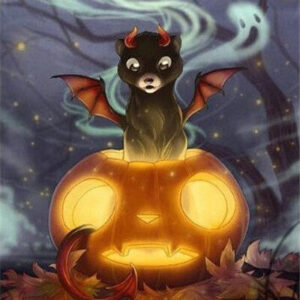 Diamond Painting Draakje Halloween voorbeeldafbeelding van het volledige ontwerp