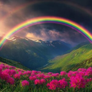 Diamond Painting Dubbele regenboog voorbeeldafbeelding van het volledige ontwerp