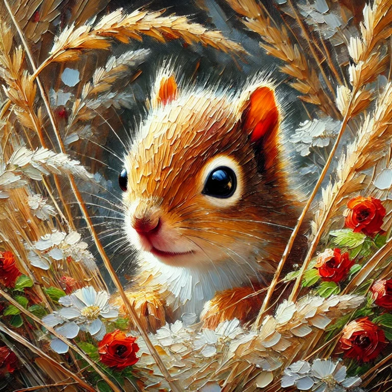 Diamond Painting Eekhoorn Verrassing voorbeeldafbeelding van het volledige ontwerp