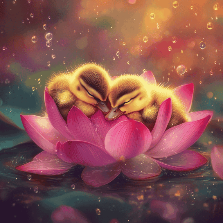 Diamond Painting Eendjes op een lelie voorbeeldafbeelding van het volledige ontwerp
