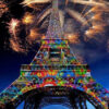 Diamond Painting Eiffeltoren Vuurwerk voorbeeldafbeelding van het volledige ontwerp