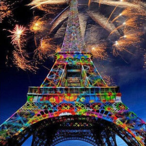 Diamond Painting Eiffeltoren Vuurwerk voorbeeldafbeelding van het volledige ontwerp