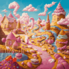 Diamond Painting Fantasie Snoep Land voorbeeldafbeelding van het volledige ontwerp
