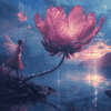 Diamond Painting Fee naast een gigantische bloem voorbeeldafbeelding van het volledige ontwerp
