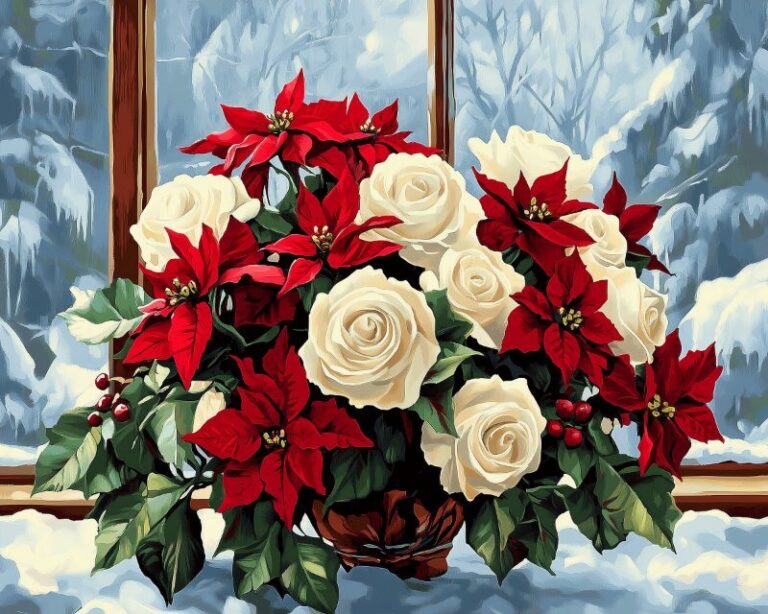 Diamond Painting Feestelijke bloemen voorbeeldafbeelding van het volledige ontwerp