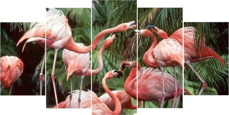 Diamond Painting Flamingo 5 Luiken voorbeeldafbeelding van het volledige ontwerp