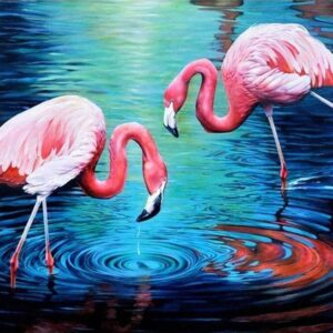 Diamond Painting Flamingo Meer voorbeeldafbeelding van het volledige ontwerp