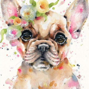 Diamond Painting - Franse bulldog in aquarel voorbeeldafbeelding van het volledige ontwerp