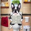 Diamond Painting Franse Bulldog Op Toilet voorbeeldafbeelding van het volledige ontwerp