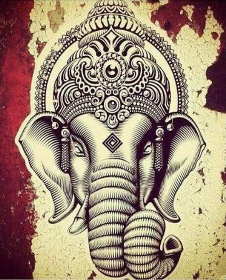 Diamond Painting Ganesha voorbeeldafbeelding van het volledige ontwerp