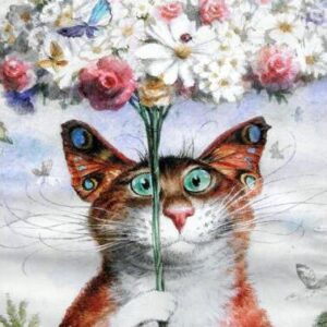 Diamond Painting Gekke Kat voorbeeldafbeelding van het volledige ontwerp