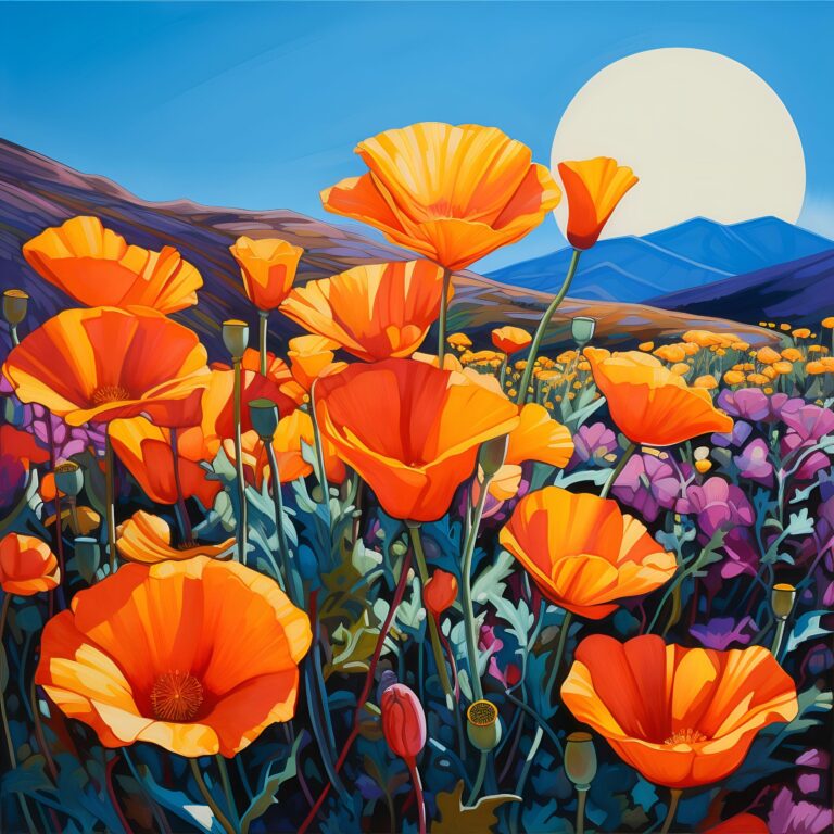 Diamond Painting Gekleurd bloemenveld voorbeeldafbeelding van het volledige ontwerp