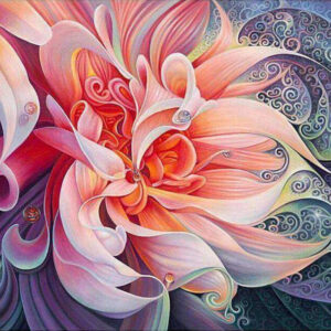 Diamond Painting Gekleurde Bloem voorbeeldafbeelding van het volledige ontwerp