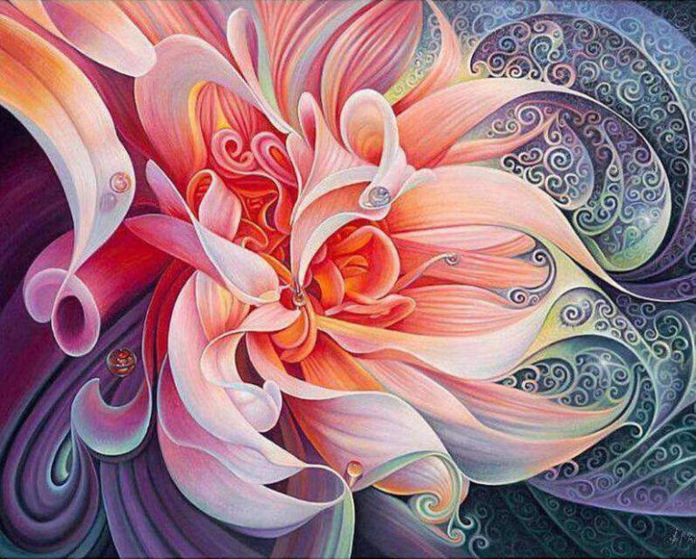 Diamond Painting Gekleurde Bloem voorbeeldafbeelding van het volledige ontwerp