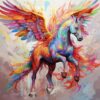 Diamond Painting Gekleurde Pegasus voorbeeldafbeelding van het volledige ontwerp