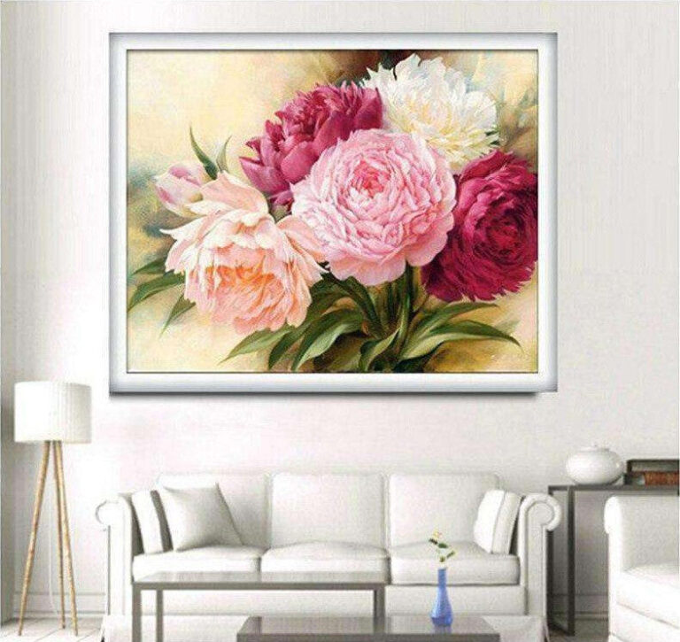 Diamond Painting Gekleurde Rozen voorbeeldafbeelding van het volledige ontwerp