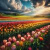 Diamond Painting Gekleurde Tulpenveld voorbeeldafbeelding van het volledige ontwerp
