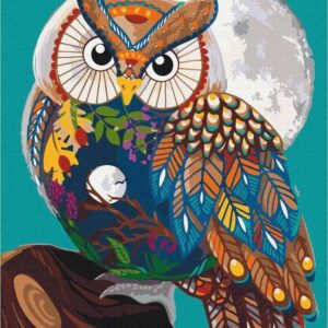 Diamond Painting Gekleurde Uil - by Anneke Schipper voorbeeldafbeelding van het volledige ontwerp