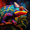 Diamond Painting Gekleurde kameleon voorbeeldafbeelding van het volledige ontwerp