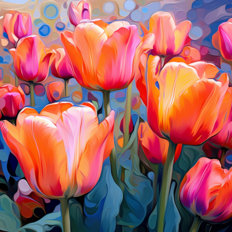 Diamond Painting Gekleurde tulpen voorbeeldafbeelding van het volledige ontwerp