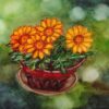 Diamond Painting Gele Bloemen In Een Pot voorbeeldafbeelding van het volledige ontwerp