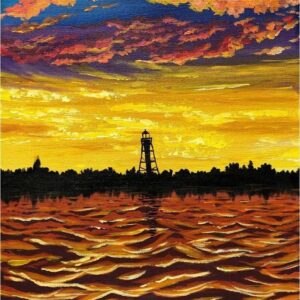 Diamond Painting Gele Zonsondergang voorbeeldafbeelding van het volledige ontwerp