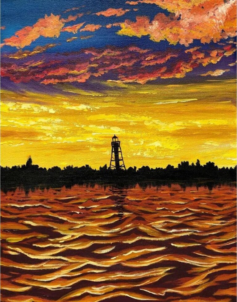 Diamond Painting Gele Zonsondergang voorbeeldafbeelding van het volledige ontwerp