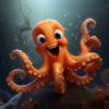 Diamond Painting Gelukkig octopus voorbeeldafbeelding van het volledige ontwerp