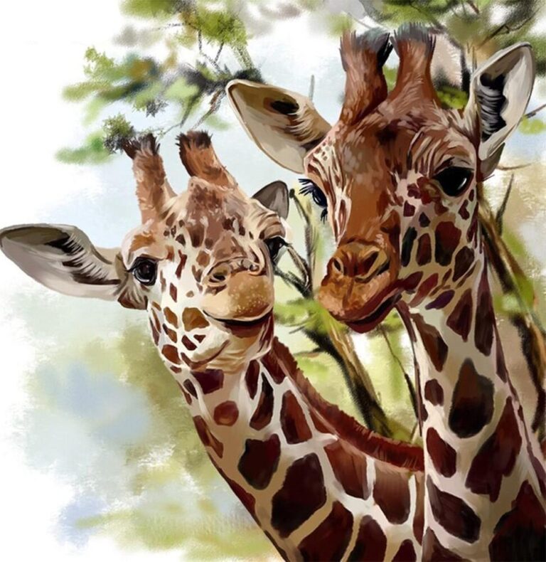 Diamond Painting Giraffe voorbeeldafbeelding van het volledige ontwerp