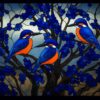 Diamond Painting Glas in lood ijsvogels voorbeeldafbeelding van het volledige ontwerp