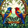 Diamond Painting Glas in lood vogels voorbeeldafbeelding van het volledige ontwerp