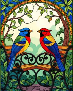 Diamond Painting – Glas in lood vogels