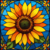Diamond Painting Glas in lood zonnebloem voorbeeldafbeelding van het volledige ontwerp